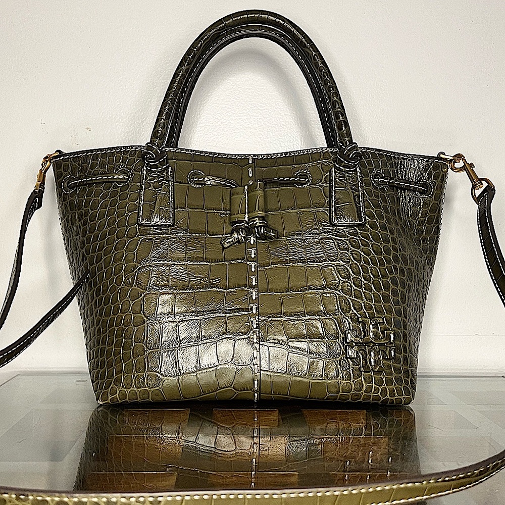 McGraw Small Drawstring Embossed Satchel